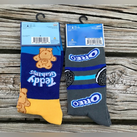 2/$10 NEW Mens Licensed OREO Cookie TEDDY GRAHAM Crackers Socks Gift Advertising - Picture 3 of 4